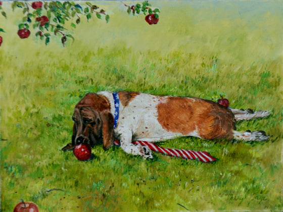 Lucy in the Grass with Apple